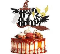 Arthsdite 1 Pc Magical Wizard Happy Birthday Cake Topper Inspired Cake Pick Decorations for Wizard Theme Birthday Party Supplies