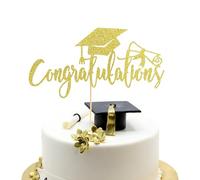 Arthsdite 1Pc Congratulations 2025 Graduation Cake Topper, Congrats Grad Cake Decor - 2025 High School/College/Senior Graduation Party Decorations Supplies - Gold Glitter