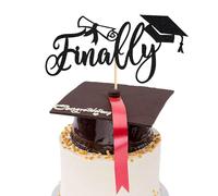 Arthsdite 1Pc Finally 2025 Graduation Cake Topper - Congrats Grad Party Decorations 2025 - Finally Done - Class of 2025 College Graduation Party Decorations Supplies- Black Glitter