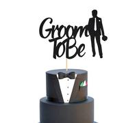 Arthsdite 1Pc Groom to Be Cake Topper, Future Mr, Engagement Wedding Bachelor Party Decoration Supplies - Black Glitter