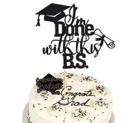 Arthsdite 1Pc I'm Done with This B.S. Cake Topper, Congrats Grad Class of 2024, Funny Congrats Grad Party Decorations - Black Glitter