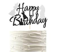 Arthsdite 1Pc International Chess Cake Topper Baby Shower Board Game Theme Decor Supplies Boys Girls Happy Birthday Cake Decorations Supplies - Black Silver Glitter