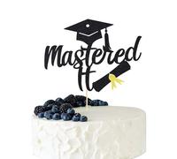 Arthsdite 1Pc Mastered It Cake Topper, Class of 2025 College Grad, 2025 Graduation Congratulations MBA Graduation Party Decorations Supplies - Black Gold Glitter