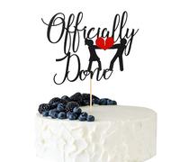 Arthsdite 1Pc Officially Done Cake Topper Divorce Cake Decoration Single Divorce Freedom Cake Topper for Broken Up Free at Last Bye Felicia Newly Unwed Party Decoration - Black Glitter
