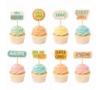 Arthsdite 24 Pcs Encouragement Cupcake Toppers Motivational Cake Decorations Positive Message Picks Well Done Bravo Great Job Awesome for School Classroom Graduation Award Birthday Party Supplies