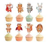 Arthsdite 24 Pcs Woodland Animal Cupcake Toppers Boho Forest Cake Decorations Fox Bear Raccoon Bunny Deer Owl Squirrel Hedgehog Picks for Baby Shower Birthday Party