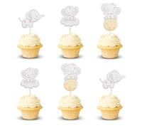 Arthsdite 24Pcs Blue Elephant Cupcake Toppers It's a Boy Baby Shower Planet Cloud Cupcake Picks for Elephant Theme Gender Reveal Baby Shower Kids Boys Birthday Party Cake Decorations Supplies