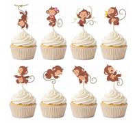 Arthsdite 24Pcs Monkey Cupcake Toppers, Cute Cartoon Monkey Picks for Kids Jungle Safari Birthday Party, Baby Shower, Zoo Theme Dessert Decorations