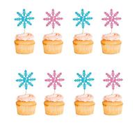 Arthsdite 24pcs Snowflake Question Mark Cupcake Toppers Winter Snowflake Gender Reveal Cupcake Pick Decorations for Winter Snowflake Babyshower Christmas Party Decorations