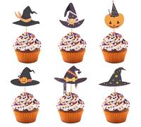 Arthsdite 24pcs Witch Hat Cupcake Toppers Halloween Party Decorations Halloween Witch Hat Theme Cake Decorations for Birthday Party Baby Shower Supplies