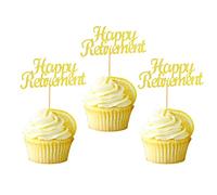 Arthsdite 48pcs Gold Glitter Happy Retirement Cupcake Toppers for Celebrating Retirement Party Decoration Supplies
