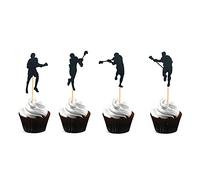 Arthsdite 48Pcs Lacrosse Cupcake Toppers Black Glitter Lacrosse Player Cupcake Picks for Boys Ice Lacrosse Sport Themed Birthday Party Decoration
