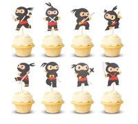 Arthsdite 48Pcs Ninja Cupcake Toppers Assembled Martial Arts Karate Kung Fu Warriors Cupcake Picks Decorations for Ninja Theme Baby Shower Kids Birthday Party Supplies