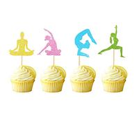 Arthsdite 48pcs Yoga Fitness Cupcake Toppers Yoga Girl Cake Picks for Yoga Theme Party Gym Sports Fitness Party Birthday Party Decorations Planning Yoga Class Training
