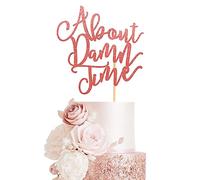 Arthsdite About Damn Time Wedding Cake Topper, Wedding Engagement Anniversary Party Decorations Supplies, Finally Cake Decor, Party Decorations - Rose Gold Glitter