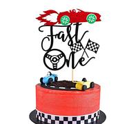Arthsdite Fast One Cake Topper Race Car Theme 1st Birthday Cake Decoration Chequered Flag Party Supplies Decorations