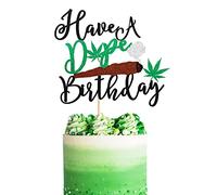 Arthsdite Have a Dope Birthday Cake Topper Pot Leaf Weed Leaves Happy Birthday Cake Decoration Marijuana Dope 420 Birthday Party Supplies for Man Women - Black Green Glitter