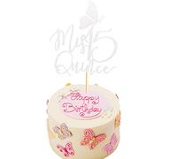 Arthsdite Mis Quince Cake Topper, Mis Quince Años Decorations, 15th Birthday Decorations with Butterfly, Feliz 15 Anos, Cheers to 15 Years Birthday Party Supply - Silver Glitter
