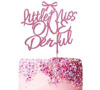 Arthsdite Miss Onederful Cake Topper, My 1st/Wild One/Some Bunny is One, Baby Shower/Girl's 1st Birthday Party Decorations - Pink Glitter