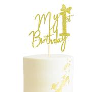 Arthsdite My 1st Birthday Cake Topper, Miss Onederful Cake Decor, Baby Girl 1st Birthday Party Decorations - Gold Glitter