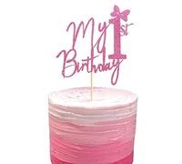 Arthsdite My 1st Birthday Cake Topper, Miss Onederful Cake Decor, Baby Girl 1st Birthday Party Decorations - Pink Glitter