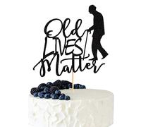 Arthsdite Old Lives Matter Cake Topper for Adults - Funny Birthday Gifts for Men, Dad, Grandpa - Retirement Party Decoration Supplies for Old Man - Black Glitter