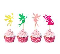 Arthsdite Pack of 48 Flower Fairy Cupcake Toppers Angel Fairy Pixie Cupcake Picks Glitter Ballet Dancer Toppers for Birthday Bridal Shower Baby Shower Wedding Decoration - Multicolor Glitter