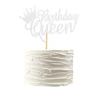 Arthsdite Silver Glitter Birthday Queen Cake Topper, 1pc, Multi-purpose, Ideal for Cakes, Birthdays, Weddings, Graduations, Baby Showers, Silver