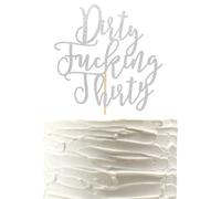 Arthsdite Silver Glitter Dirty Thirty Cake Topper - 30th Birthday Cake Decoration, 1 Count, Silver