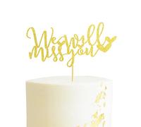 Arthsdite We Will Miss You Cake Topper Farewell Cake Decoration for Job Change Farewell Retirement Graduation Party Cake Decoration Supplies - Gold Glitter