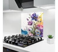ARTHUB® Glass Kitchen Splashback 60x60 cm, Tempered Glass 4mm | Heat Resistant, Stove Splash Guard, Wall Protector, Landscapes, Art Flowers Spring