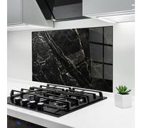 ARTHUB® Glass Kitchen Splashback 70x100 cm, Tempered Glass 4mm | Heat Resistant, Stove Splash Guard, Wall Protector, Abstract, Black Brown Marble
