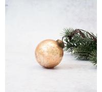 Arthur Cameron - 2" Handcrafted Crackle Glass Tree Decorations (Approx 6cm) - Mouthblown Glass Christmas Balls - Small Xmas Baubles with Bronze Caps & Organza Ties (Champagne)