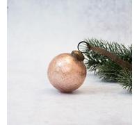 Arthur Cameron - 2" Handcrafted Crackle Glass Tree Decorations (Approx 6cm) - Mouthblown Glass Christmas Balls - Small Xmas Baubles with Bronze Caps & Organza Ties (Rose)