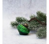 Arthur Cameron - 2" Ribbed Glass Lantern Xmas Tree Baubles - Mouth-Blown Vintage Christmas Baubles, Perfect as Elegant Christmas Hanging Decorations (Emerald)