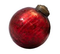 Arthur Cameron - 3" Crackle Glass Bauble - Hand-Blown Glass Christmas Baubles with Bronze Cap & Ribbon - Elegant Xmas Decorations for Festive Displays (Red)