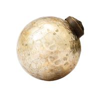 Arthur Cameron - 3" Crackle Glass Bauble - Hand-Blown Glass Christmas Baubles with Bronze Cap & Ribbon - Elegant Xmas Decorations for Festive Displays (Gold)