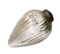 Arthur Cameron - 3" Extra Large Ribbed Crackle Glass Pinecone - Hand-Blown Glass Christmas Tree Decoration & Elegant Christmas Bauble for Winter Displays (Silver)