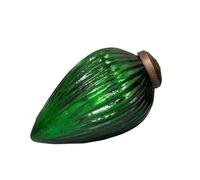 Arthur Cameron - 3" Extra Large Ribbed Crackle Glass Pinecone - Hand-Blown Glass Christmas Tree Decoration & Elegant Christmas Bauble for Winter Displays (Emerald)