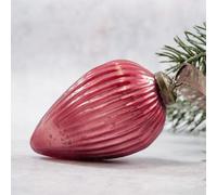 Arthur Cameron - 3" Extra Large Ribbed Crackle Glass Pinecone - Hand-Blown Glass Christmas Tree Decoration & Elegant Christmas Bauble for Winter Displays (Mauve)