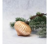 Arthur Cameron - 3" Ribbed Lantern Bauble - Luxury Christmas Baubles, Hand-Blown Glass Baubles & Xmas Decorations for Elegant Christmas Party Displays (Champagne)