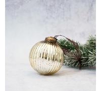 Arthur Cameron - 3" Ribbed Vintage Christmas Decorations, Glass Bauble - Perfect as a Collectible Ornament, or an Elegant Glass Christmas Decoration for Festive Trees (Gold)