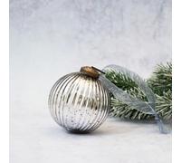 Arthur Cameron - 3" Ribbed Vintage Christmas Decorations, Glass Bauble - Perfect as a Collectible Ornament, or an Elegant Glass Christmas Decoration for Festive Trees (Slate)