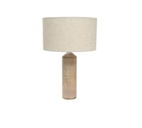 Arthur Cameron Abson Distressed White Mango Wood Table Lamp with Cotton-Linen Shade - A Beautiful Bedroom Lamp for Vintage Decor & Decorative Home Accessories