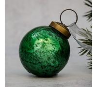 Arthur Cameron Antique Foil Glass Hanging Christmas Decorations | Bauble | Ornament (3", Emerald)