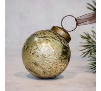 Arthur Cameron Antique Foil Glass Hanging Christmas Decorations | Bauble | Ornament (3", Gold)
