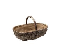 Arthur Cameron Antique Wash Oval Lined Wicker Basket - Veg Trug Basket with Handle (Medium)