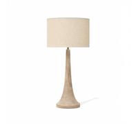 Arthur Cameron - Backwell Wooden Table Lamp, Made from Mango Wood with a Cream Linen Drum Shade - This Rustic Living Room Floor Lamp was Handcrafted in India Using Traditional Techniques. (Medium)