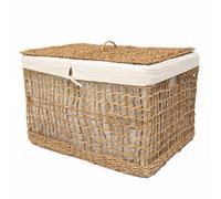 Arthur Cameron - Balu Lidded Seagrass Storage Basket & Clothes Basket - Scandi Home Decor for Stylish Utility Room Storage Solutions (Large)