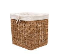 Arthur Cameron - Balu Seagrass Organiser Basket - Artisanal Woven Storage Basket with Removable Cotton Lining, Handcrafted Rectangular Storage for Shelves, Cupboards & Home Organisation (Large)